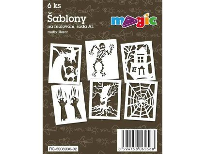 Papírové šablony Magic sada A1 Horor, 6 ks formátu 11x14 cm, bílý karton 220g